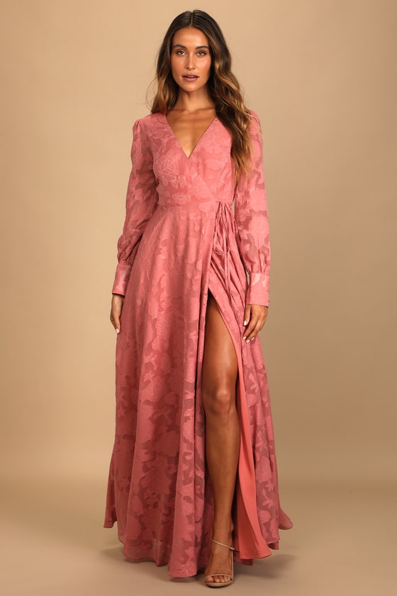 Pink Wrap Dress With sleeves